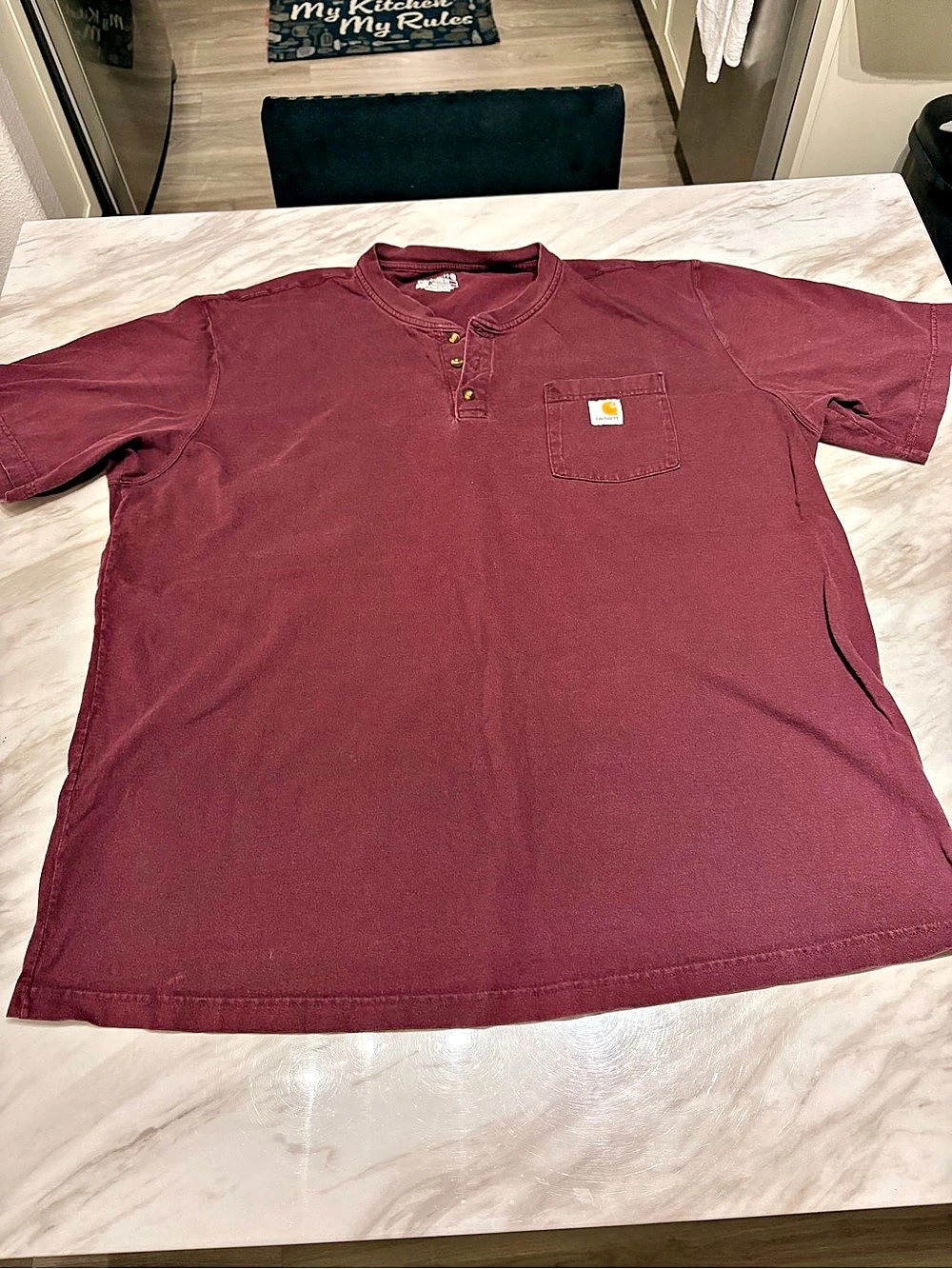 Carhartt Loose Fit Heavyweight Short-Sleeve Pocket Henley Pocket Henley Burgundy